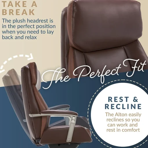 La-Z-Boy Ergonomic Chairs<Alton Ergonomic Bonded Leather Swivel Executive Chair, (51544-BRN)