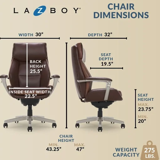 La-Z-Boy Ergonomic Chairs<Alton Ergonomic Bonded Leather Swivel Executive Chair, (51544-BRN)