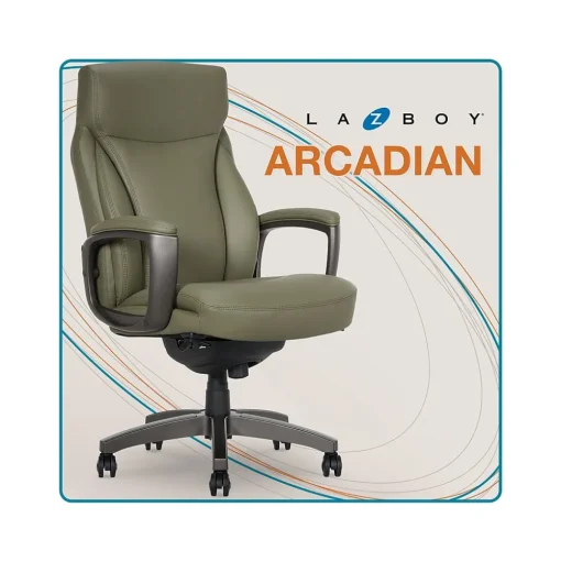 La-Z-Boy Office Chairs<Arcadian Ergonomic Bonded Leather Swivel Executive Chair, Olive (60008-OLV)