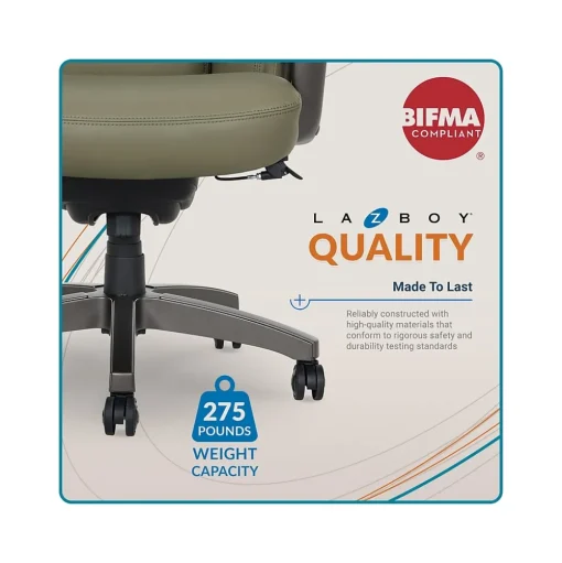 La-Z-Boy Office Chairs<Arcadian Ergonomic Bonded Leather Swivel Executive Chair, Olive (60008-OLV)