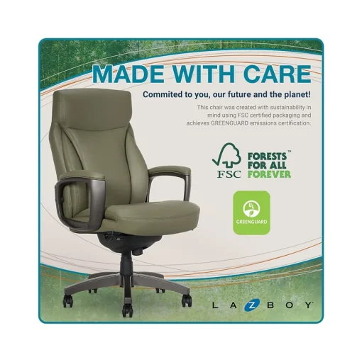 La-Z-Boy Office Chairs<Arcadian Ergonomic Bonded Leather Swivel Executive Chair, Olive (60008-OLV)