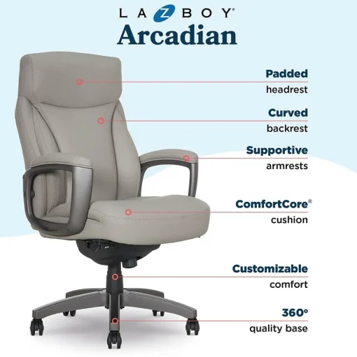 La-Z-Boy Office Chairs<Arcadian Ergonomic Bonded Leather Swivel Executive Chair, Beige (60008-BGE)