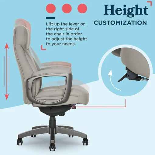 La-Z-Boy Office Chairs<Arcadian Ergonomic Bonded Leather Swivel Executive Chair, Beige (60008-BGE)