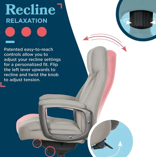 La-Z-Boy Office Chairs<Arcadian Ergonomic Bonded Leather Swivel Executive Chair, Beige (60008-BGE)