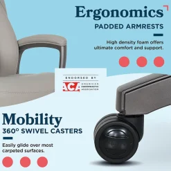 La-Z-Boy Office Chairs<Arcadian Ergonomic Bonded Leather Swivel Executive Chair, Beige (60008-BGE)