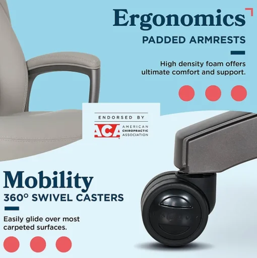 La-Z-Boy Office Chairs<Arcadian Ergonomic Bonded Leather Swivel Executive Chair, Beige (60008-BGE)