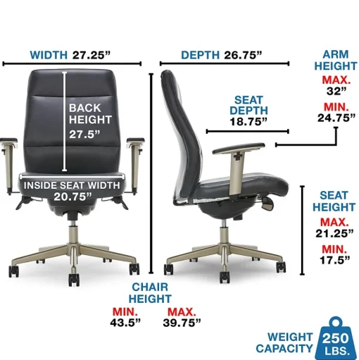 La-Z-Boy Office Chairs<Baylor Ergonomic Faux Leather Swivel Executive Chair, Black (CHR10085B)