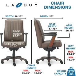 La-Z-Boy Office Chairs<Bennett Ergonomic Faux Leather Swivel Executive Chair, Brown (CHR10082C)