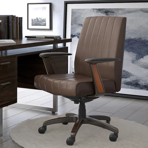 La-Z-Boy Office Chairs<Bennett Ergonomic Faux Leather Swivel Executive Chair, Brown (CHR10082C)