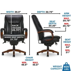 La-Z-Boy Office Chairs<Big & Tall Edmonton Ergonomic Bonded Leather Swivel Executive Chair, Black (45764A)
