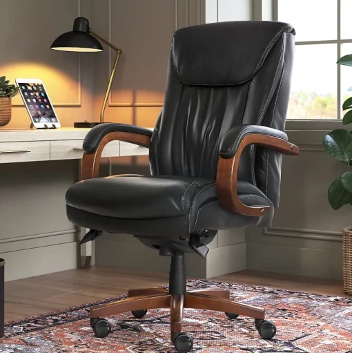 La-Z-Boy Office Chairs<Big & Tall Edmonton Ergonomic Bonded Leather Swivel Executive Chair, Black (45764A)