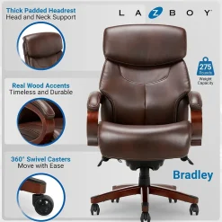 La-Z-Boy Ergonomic Chairs<Bradley Bonded Leather Executive Chair, Roasted Chestnut (44762)