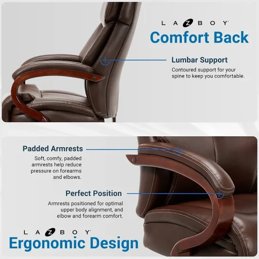 La-Z-Boy Ergonomic Chairs<Bradley Bonded Leather Executive Chair, Roasted Chestnut (44762)