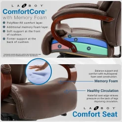 La-Z-Boy Ergonomic Chairs<Bradley Bonded Leather Executive Chair, Roasted Chestnut (44762)