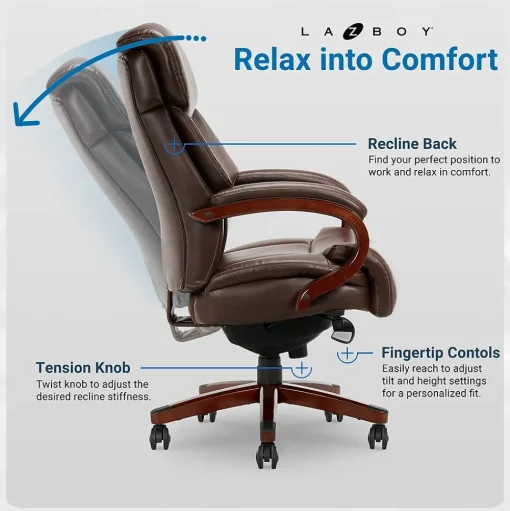 La-Z-Boy Ergonomic Chairs<Bradley Bonded Leather Executive Chair, Roasted Chestnut (44762)
