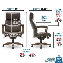 La-Z-Boy Office Chairs<Greyson Ergonomic Bonded Leather Swivel Executive Chair, Brown (CHR10086C)