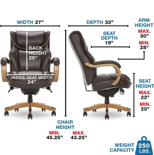 La-Z-Boy Ergonomic Chairs<Harnett Ergonomic Faux Leather Swivel Executive Chair, Coffee (46253B)