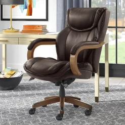 La-Z-Boy Ergonomic Chairs<Harnett Ergonomic Faux Leather Swivel Executive Chair, Coffee (46253B)