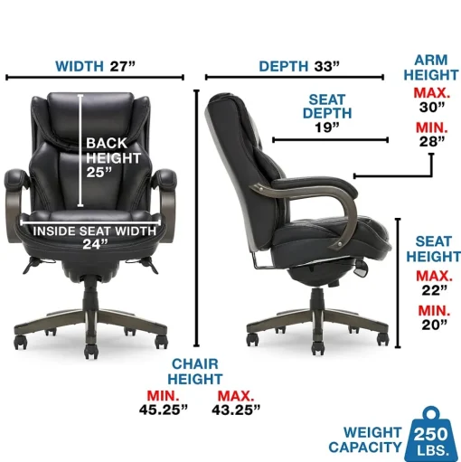 La-Z-Boy Office Chairs<Harnett Ergonomic Faux Leather Swivel Executive Chair, Black (46253A)