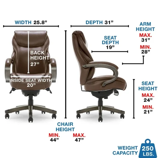 La-Z-Boy Office Chairs<Hyland Ergonomic Faux Leather Swivel Executive Chair, Brown (CHR10044C)