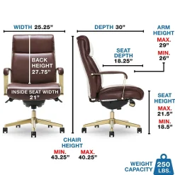 La-Z-Boy Office Chairs<Melrose Ergonomic bonded Leather Swivel Executive Chair, Brown (CHR10084C)