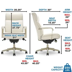 La-Z-Boy Office Chairs<Melrose Ergonomic bonded Leather Swivel Executive Chair, White (CHR10084B)