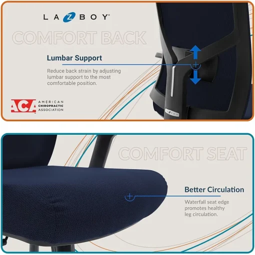 La-Z-Boy Office Chairs<Mesh Swivel Executive Chair, Navy (51489-NVY)