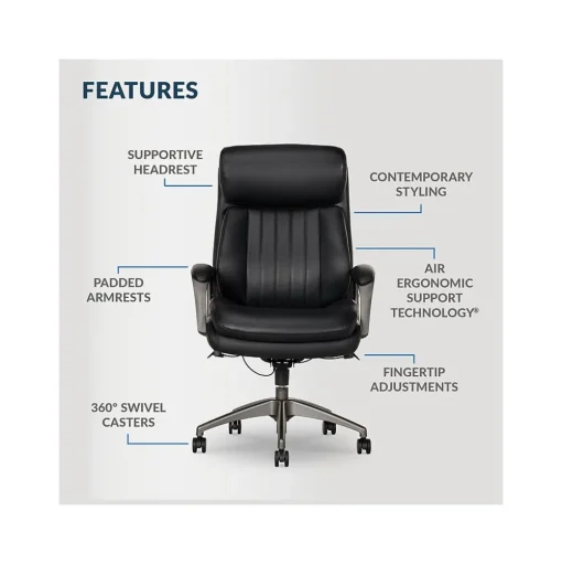 La-Z-Boy Ergonomic Chairs<Nova Ergonomic Polyurethane Swivel Executive Chair, (52372-BLK)