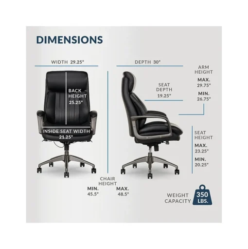 La-Z-Boy Ergonomic Chairs<Nova Ergonomic Polyurethane Swivel Executive Chair, (52372-BLK)