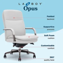 La-Z-Boy Office Chairs<Opus Ergonomic Bonded Leather Swivel Executive Chair, Gray and Graphite (CCHR10015B)