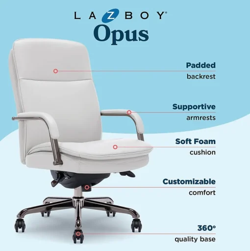 La-Z-Boy Office Chairs<Opus Ergonomic Bonded Leather Swivel Executive Chair, Gray and Graphite (CCHR10015B)