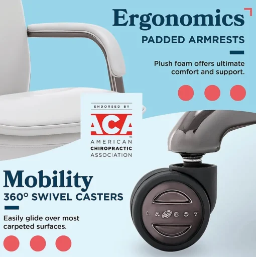 La-Z-Boy Office Chairs<Opus Ergonomic Bonded Leather Swivel Executive Chair, Gray and Graphite (CCHR10015B)