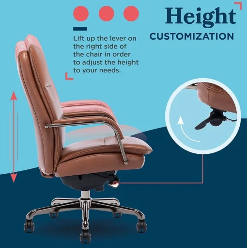La-Z-Boy Office Chairs<Opus Ergonomic Bonded Leather Swivel Executive Chair, Cognac and Graphite (CCHR10015C)