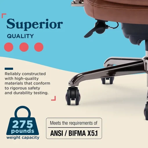 La-Z-Boy Office Chairs<Opus Ergonomic Bonded Leather Swivel Executive Chair, Cognac and Graphite (CCHR10015C)