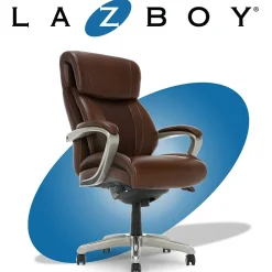 La-Z-Boy Office Chairs<Salerno Ergonomic Bonded Leather Swivel Executive Chair, Brown (45778-BRN)