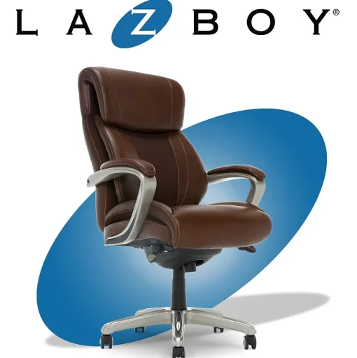 La-Z-Boy Office Chairs<Salerno Ergonomic Bonded Leather Swivel Executive Chair, Brown (45778-BRN)