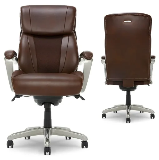 La-Z-Boy Office Chairs<Salerno Ergonomic Bonded Leather Swivel Executive Chair, Brown (45778-BRN)