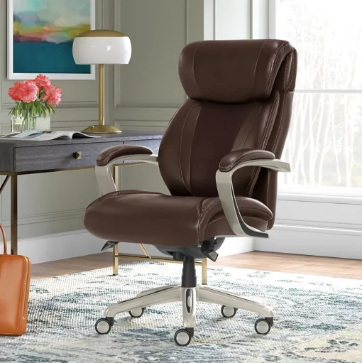 La-Z-Boy Office Chairs<Salerno Ergonomic Bonded Leather Swivel Executive Chair, Brown (45778-BRN)