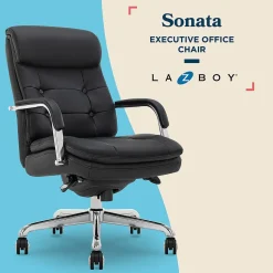 La-Z-Boy Office Chairs<Sonata Ergonomic Bonded Leather Swivel Executive Chair, Black and Chrome (CCHR10014D)