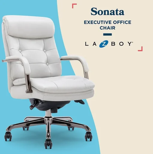 La-Z-Boy Office Chairs<Sonata Ergonomic Bonded Leather Swivel Executive Chair, Gray and Graphite (CCHR10014B)
