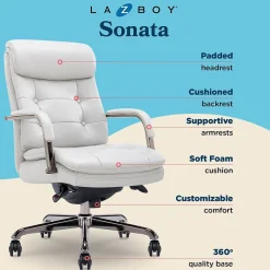 La-Z-Boy Office Chairs<Sonata Ergonomic Bonded Leather Swivel Executive Chair, Gray and Graphite (CCHR10014B)