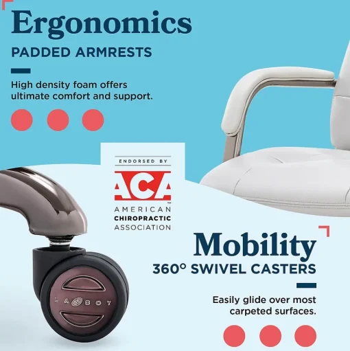 La-Z-Boy Office Chairs<Sonata Ergonomic Bonded Leather Swivel Executive Chair, Gray and Graphite (CCHR10014B)