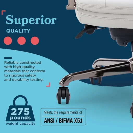 La-Z-Boy Office Chairs<Sonata Ergonomic Bonded Leather Swivel Executive Chair, Gray and Graphite (CCHR10014B)