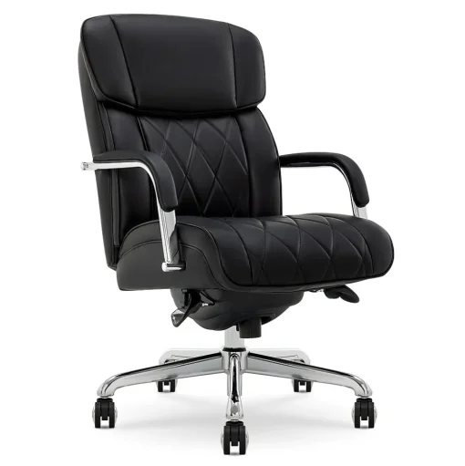 La-Z-Boy Office Chairs<Symphony Ergonomic Bonded Leather Swivel Executive Chair, Black and Chrome (CCHR10013D)