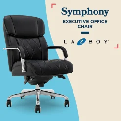 La-Z-Boy Office Chairs<Symphony Ergonomic Bonded Leather Swivel Executive Chair, Black and Chrome (CCHR10013D)