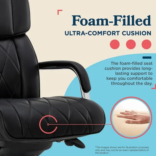 La-Z-Boy Office Chairs<Symphony Ergonomic Bonded Leather Swivel Executive Chair, Black and Chrome (CCHR10013D)