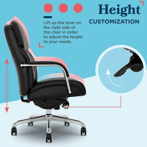 La-Z-Boy Office Chairs<Symphony Ergonomic Bonded Leather Swivel Executive Chair, Black and Chrome (CCHR10013D)