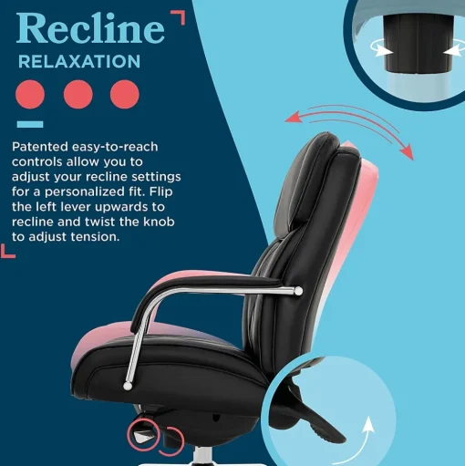 La-Z-Boy Office Chairs<Symphony Ergonomic Bonded Leather Swivel Executive Chair, Black and Chrome (CCHR10013D)