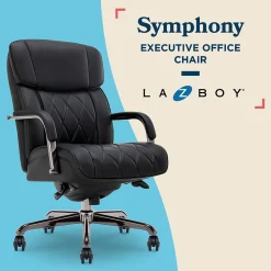 La-Z-Boy Office Chairs<Symphony Ergonomic Bonded Leather Swivel Executive Chair, Black and Graphite (CCHR10013E)