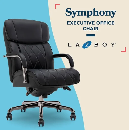 La-Z-Boy Office Chairs<Symphony Ergonomic Bonded Leather Swivel Executive Chair, Black and Graphite (CCHR10013E)